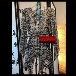 Carole Little Silk Sheer Zebra Print Tunic